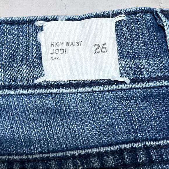 Hudson High Waist Jodi Flare Button Fly Raw Edge Hem Size 26 Retro Boho - Picture 7 of 13